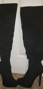 Over the knee black suede boots